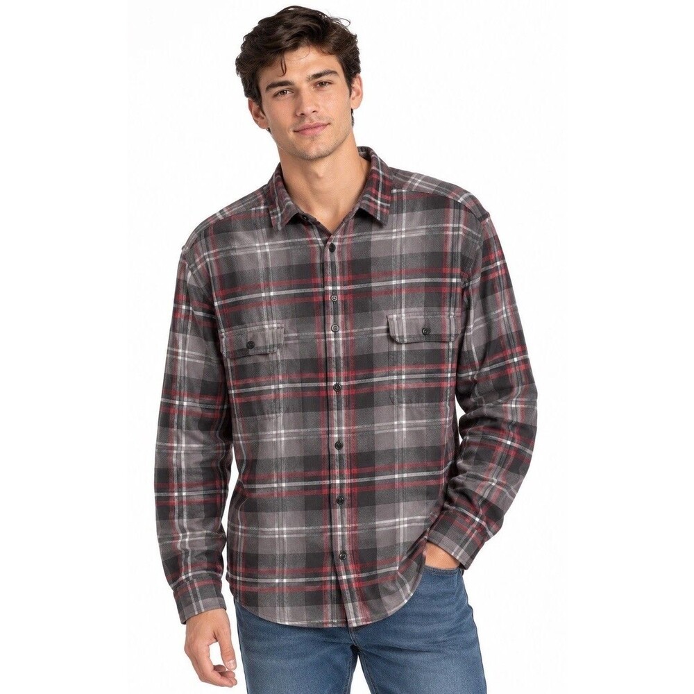J.Crew Plaid Flannel Shirt Mens XL Slim Gray/Pink Workshirt Gorpcore Grunge